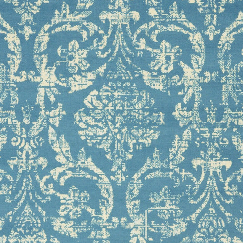 2' X 4' Blue Damask Power Loom Area Rug